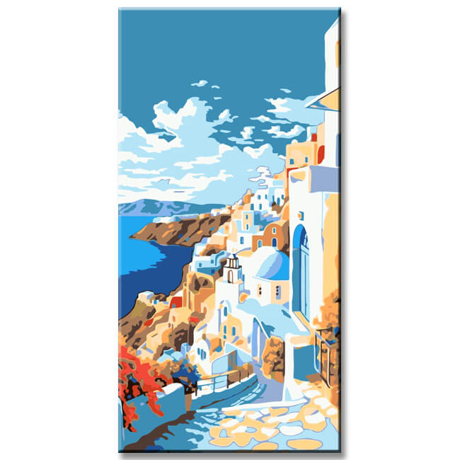 Santorini Flower Street - Painting by Numbers