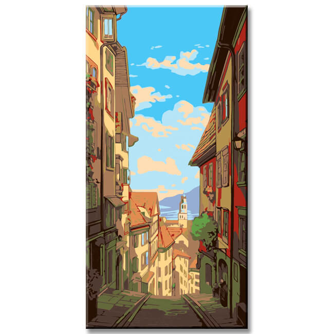 Zurich city street - painting by numbers
