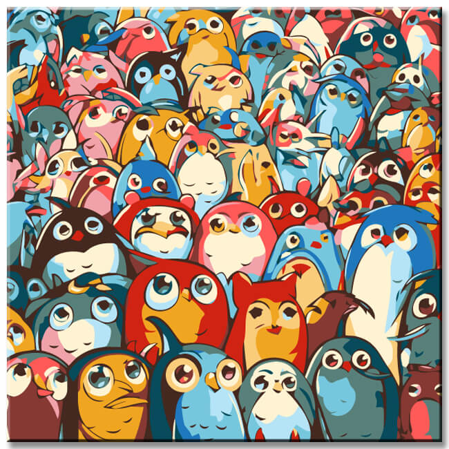 Painting by numbers children's motif penguins