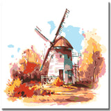 Painting by Numbers Landscape Painting Windmill