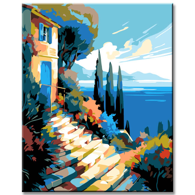 Painting by numbers house on the Mediterranean