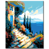 Painting by numbers house on the Mediterranean