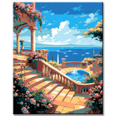 Painting by numbers villa on the Mediterranean
