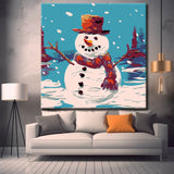 Painting by numbers for children snowman