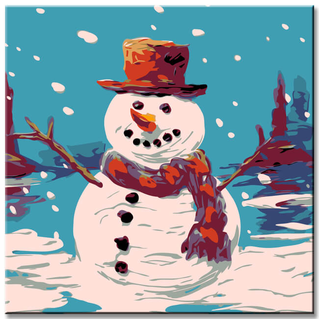 Painting by numbers for children snowman