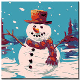 Painting by numbers for children snowman