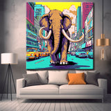 Painting by numbers for children Gray elephant in the city