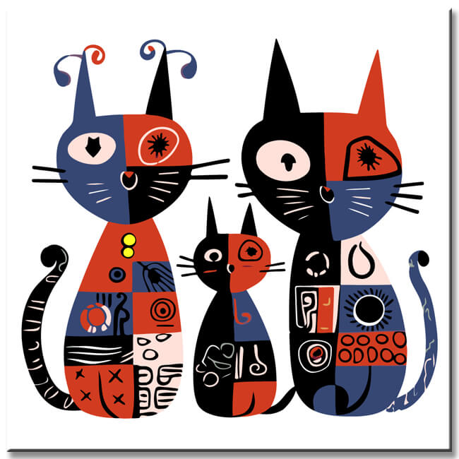 Painting by Numbers 3 Abstract Cats