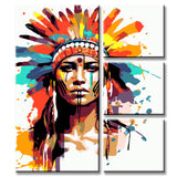 Paint by Numbers Colored Indian Painting 4 Panel
