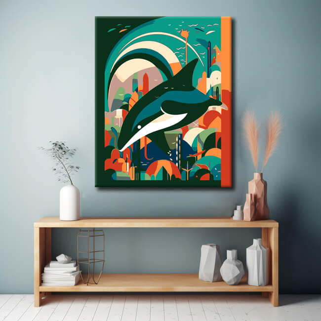 Painting by numbers for children whale