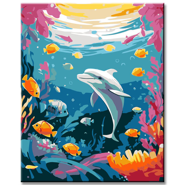 Playing dolphin - painting by numbers