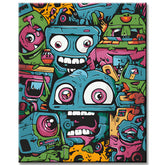 Graffiti Faces in Neon Colors Paint by Numbers