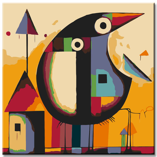 Picasso Bird on Birdhouse - Painting by Numbers