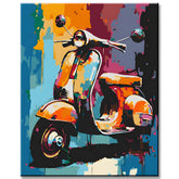 Vespa in Art Style Painting by Numbers