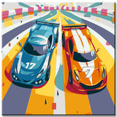 Racing car number 7 - painting by numbers