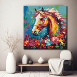 Painting by numbers: wild horse in vibrant colors