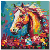 Painting by numbers: wild horse in vibrant colors