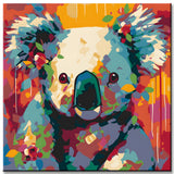 Paint by numbers for kids featuring a koala in vibrant colors