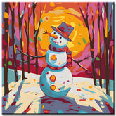 Paint by Numbers: Snowman in the Forest