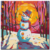 Painting by numbers: Snowman in the forest