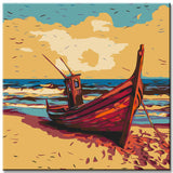Painting by Numbers: Wooden Sailboat on the Beach