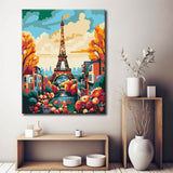 Painting by numbers: Eiffel Tower in autumn