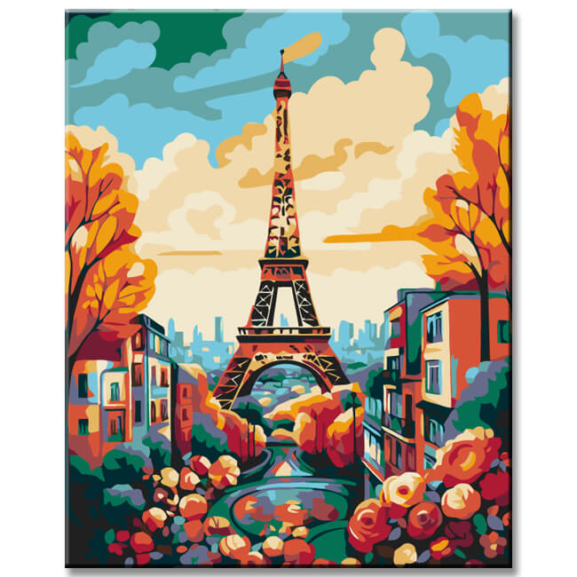 Painting by numbers: Eiffel Tower in autumn