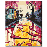 Painting by numbers: creative picture of a river