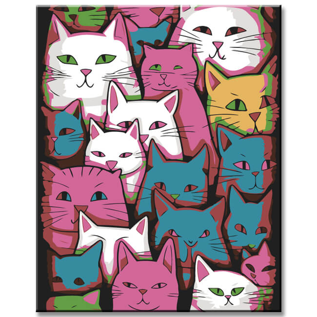 Paint by Numbers Abstract Painting Cats