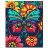 Painting by Numbers: Colored Butterfly on Flowers