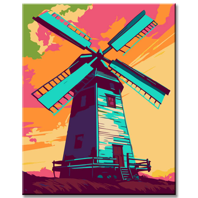 Painting by numbers: windmill in color