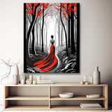 Woman in red dress - painting by numbers