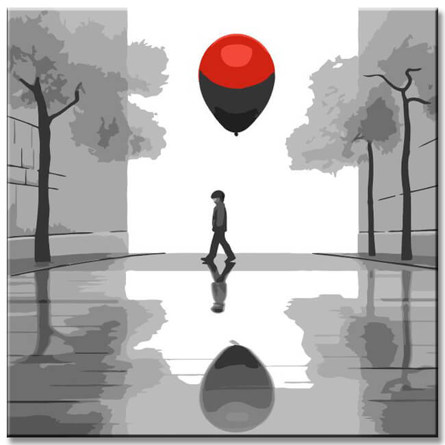 Lonely walk in the rain - painting by numbers