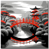 Paint by Numbers Black and White Red Bridge