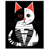 Black and White Cat in Picasso Style Painting by Numbers