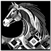 Elegant Black and White Graphic - Paint by Numbers Horse
