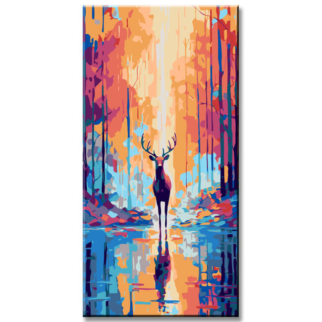 Painting by numbers deer in clearing