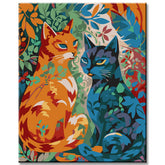 Painting by numbers 2 cats flowers