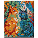 Painting by numbers 2 cats flowers