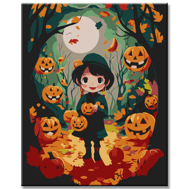 Paint by numbers for kids Halloween night