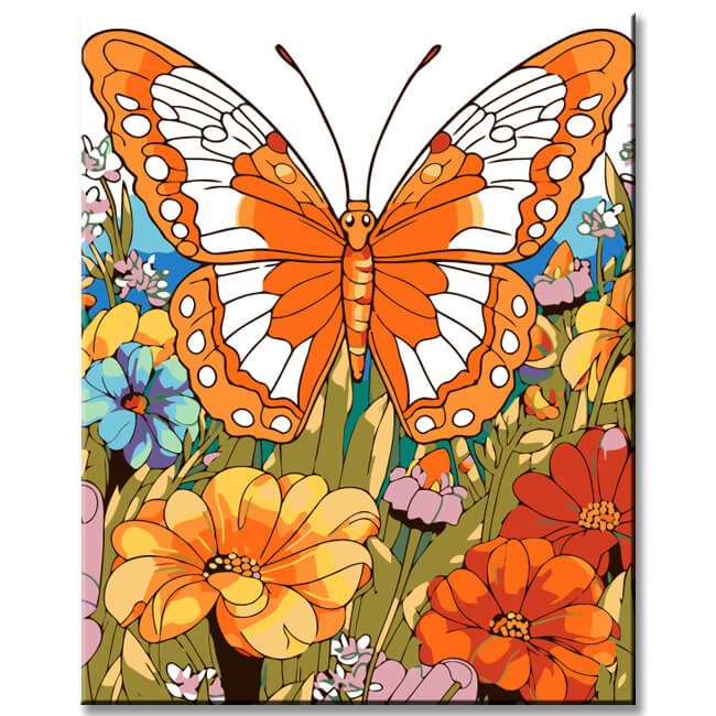 Paint by numbers butterfly orange