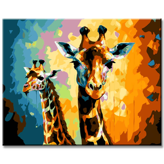 Baby giraffe in Afremov style - painting by numbers