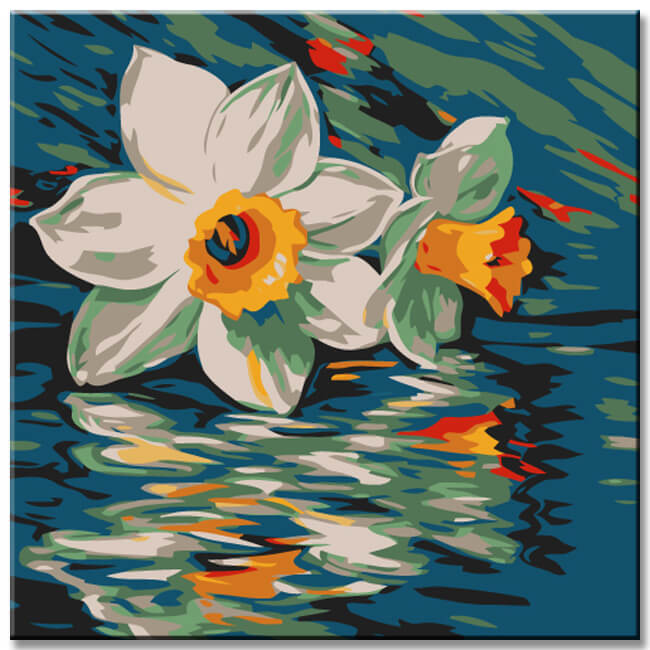 Painting by numbers daffodils reflection