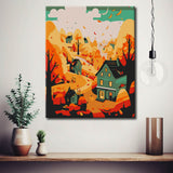 Painting by Numbers House in The Autumn forest