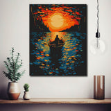 Rowing Boat Sunset Painting by Numbers