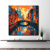 Painting by numbers harbor town with bridge