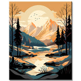 Painting by numbers landscape - wilderness in the snow