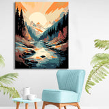 Painting by numbers - wilderness landscape in bright colors