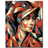 Painting by numbers - retro portrait of the 40s-50s in abstract Popova style