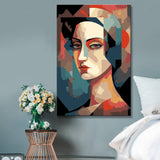 Creative coloring picture of a stylish woman's face in the unique style of Tarsila do Amaral - Paint by Numbers